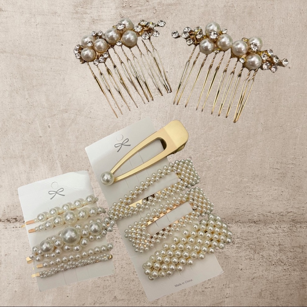 Assorted brand new gold pearl hair pins